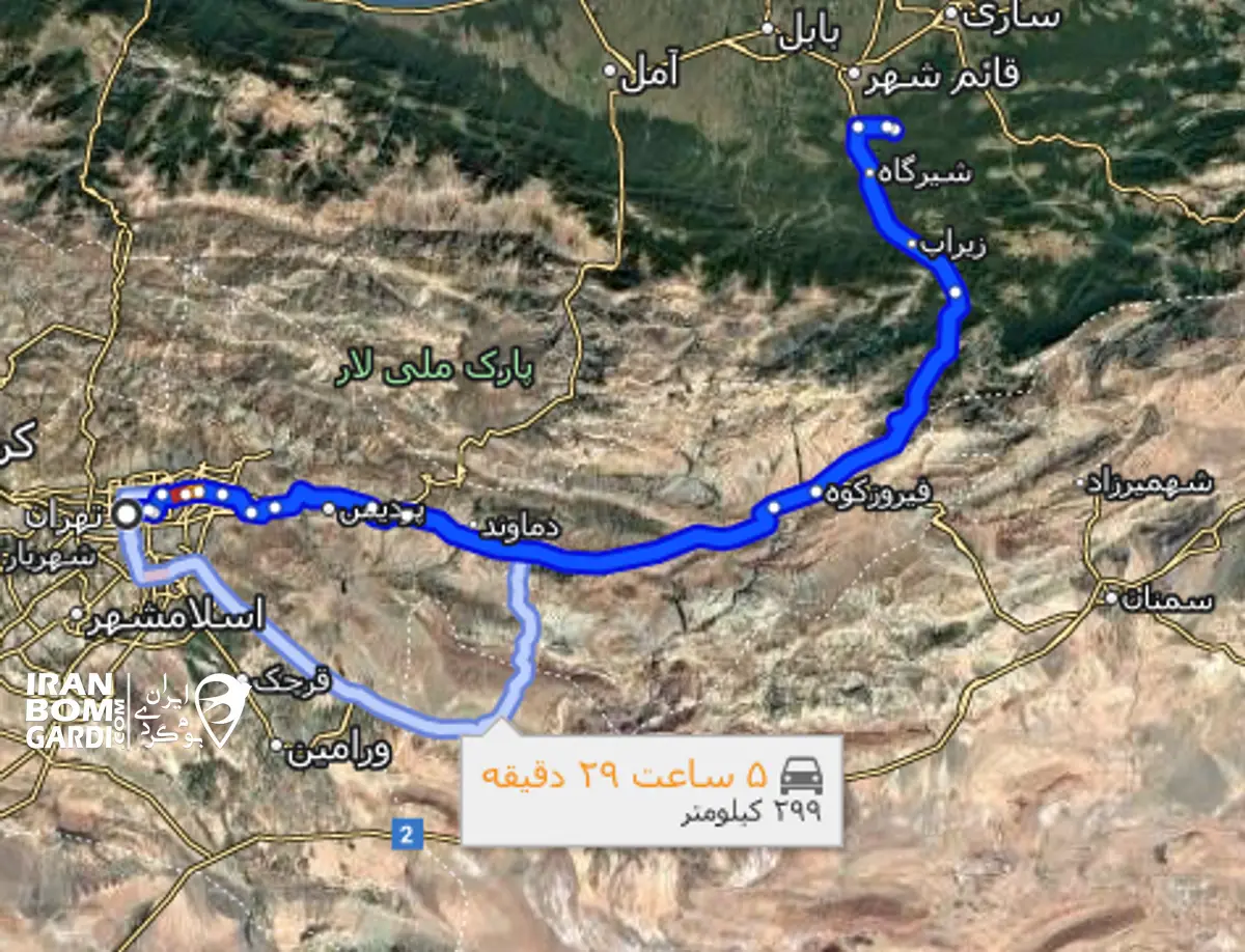 مسیر دسترسی برنجستانک از تهران